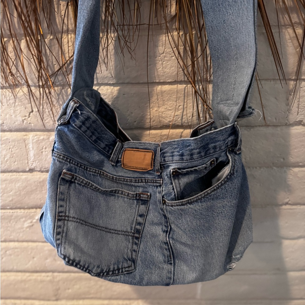 Hand Crafted Classic Blue Denim Hobo Bag